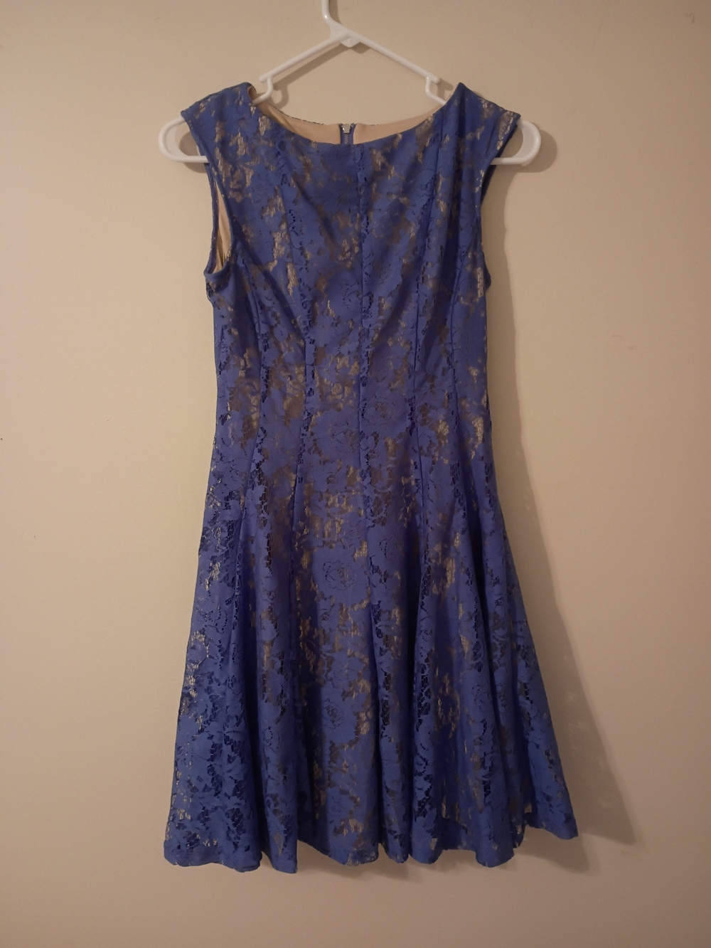 Danny & Nicole Royal Blue Lace Dress with Gold Accents